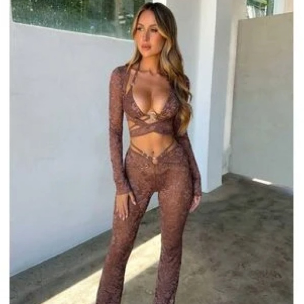 Stylish Brown Two-Piece Set